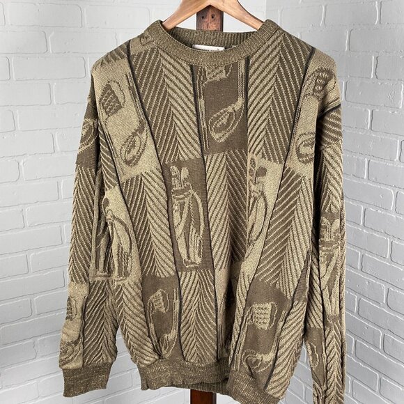 Cypress Links Sweater Men Large Green Golf Texture Cotton Knit Pullover‎ USA - Picture 1 of 9